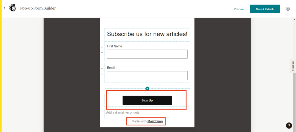 How to add Mailchimp to WordPress- Editing the form