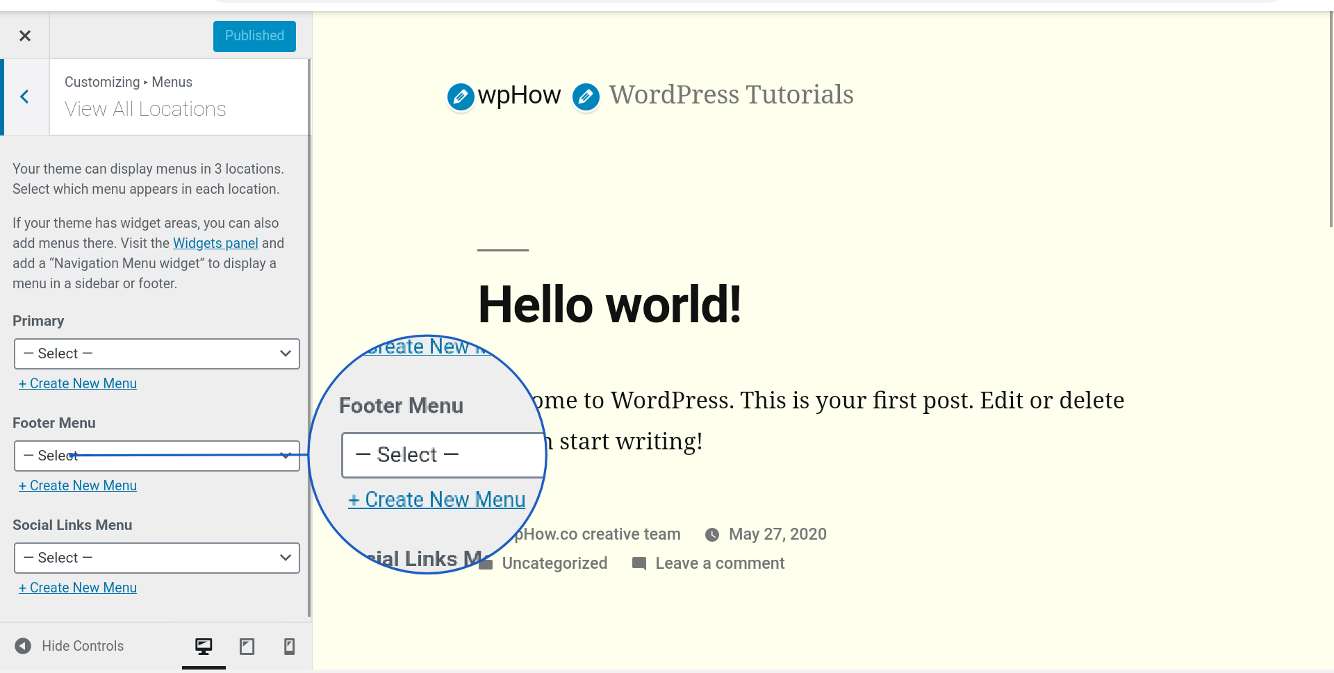 create-new-menu-under-footer