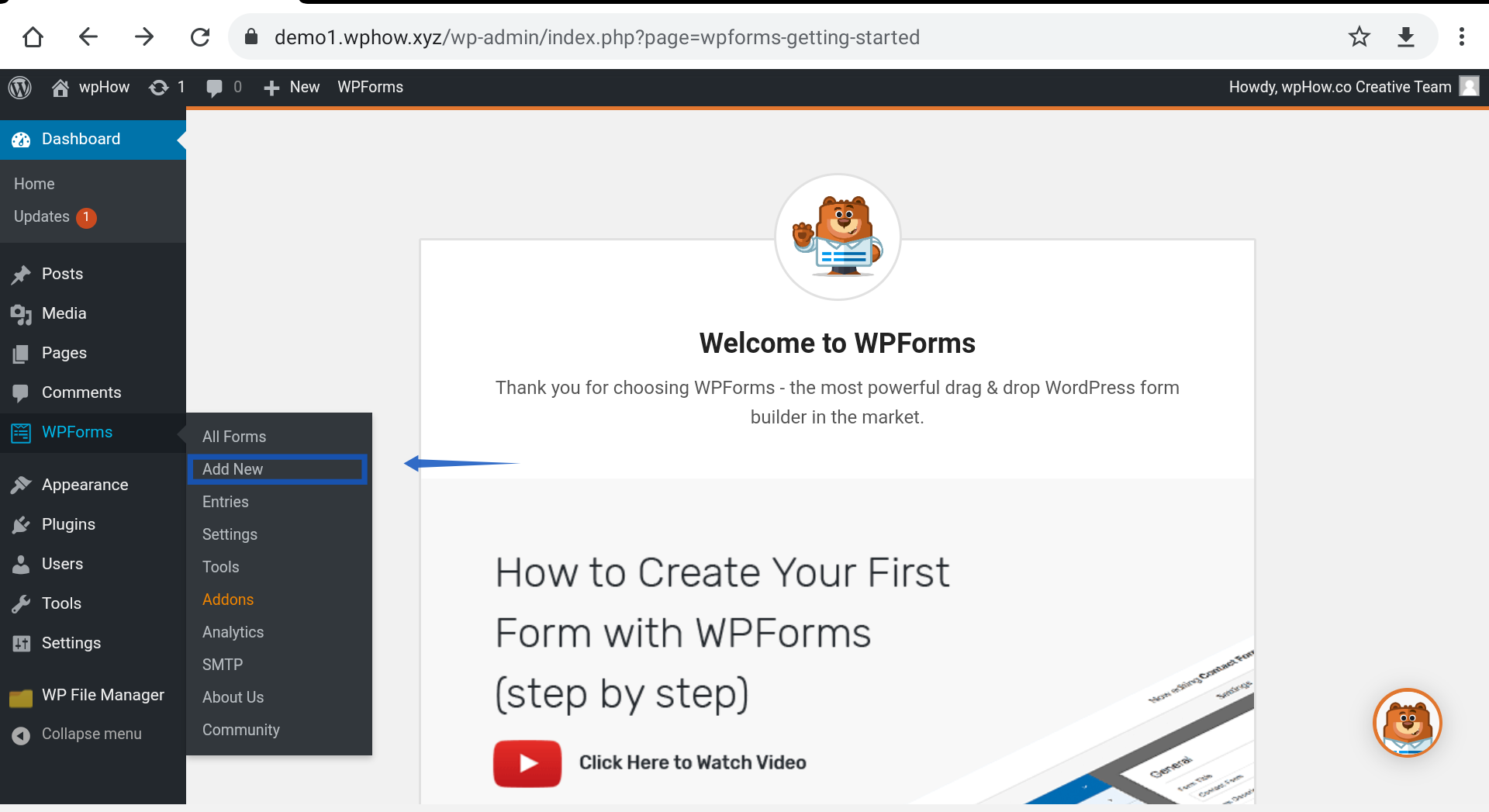 Add a contact form in WordPress- new form - contact form wordpress