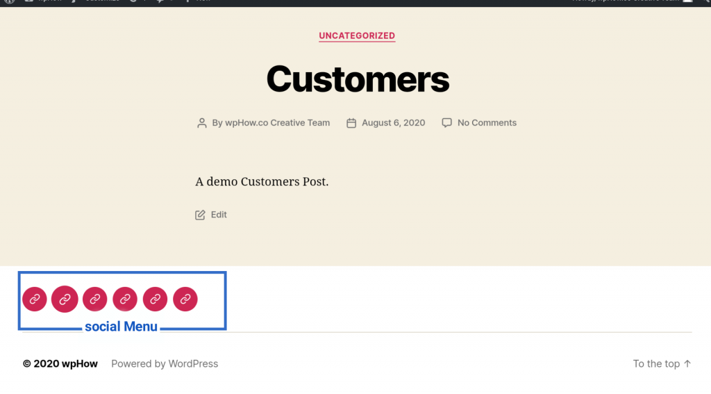 Create a Custom Menu in WordPress - Social menu