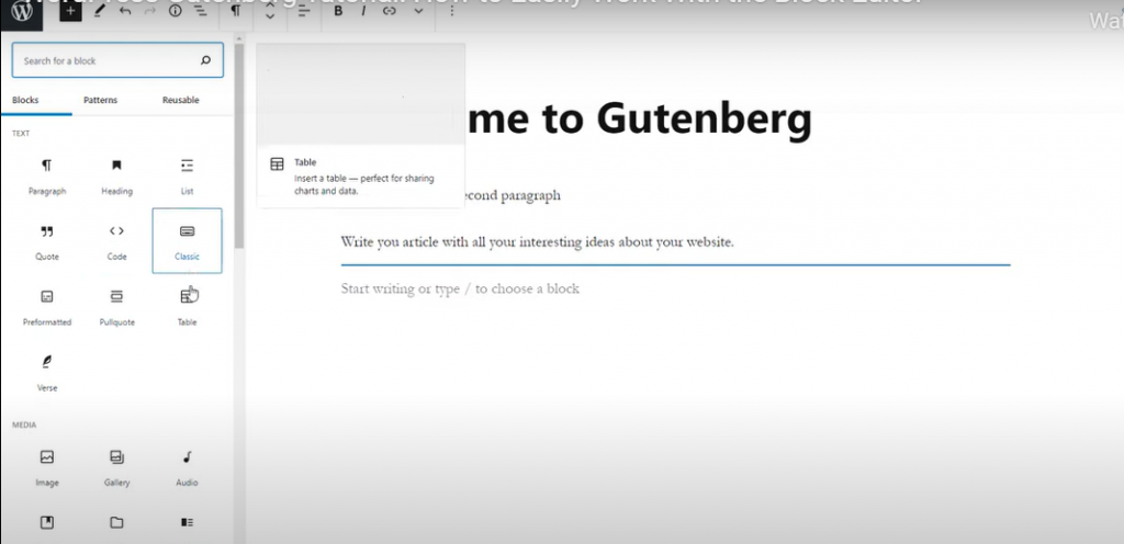 wordpress gutenberg editor