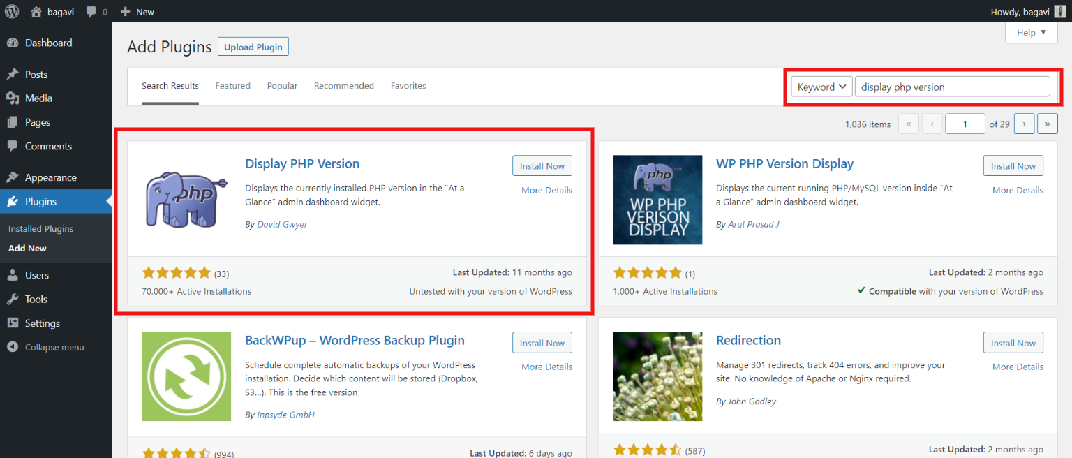 Update PHP in WordPress- download the plugin