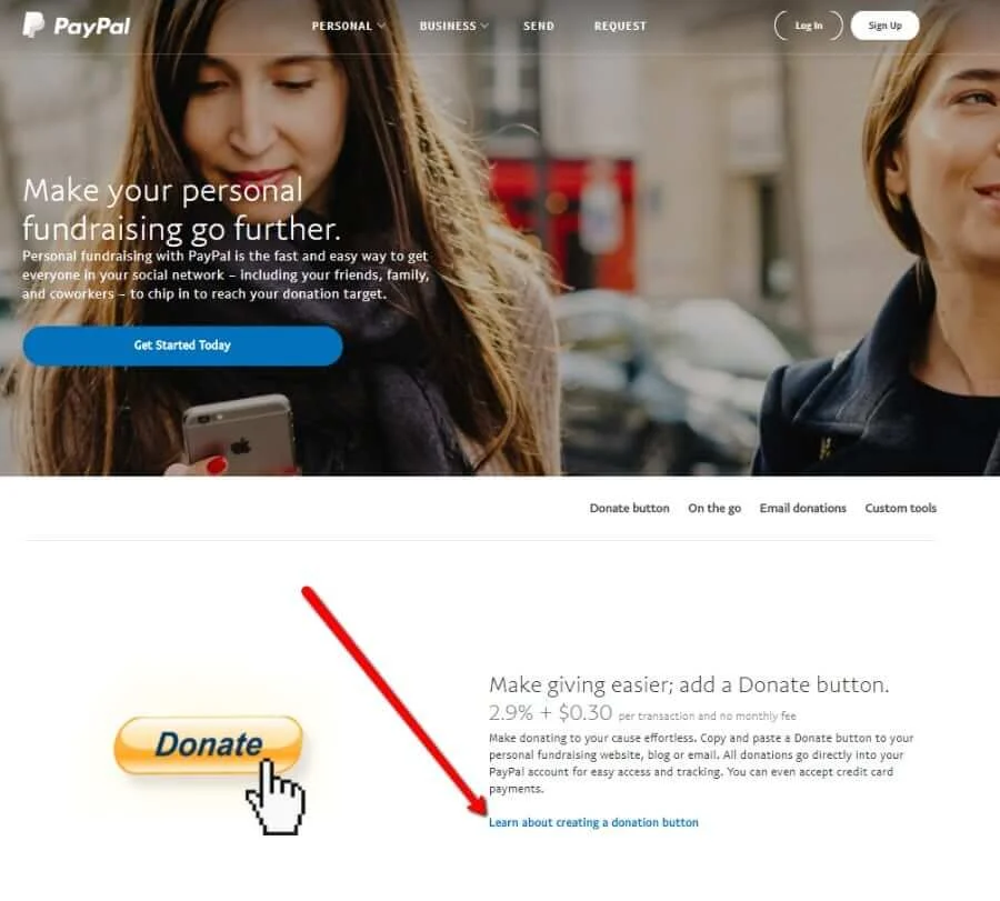 PayPal Donate Button in WordPress - Click on the Link - PayPal Donation Button WordPress