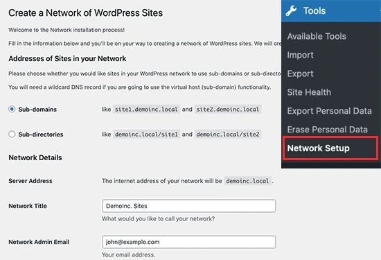WordPress Multisite Domain Mapping - Network Setup