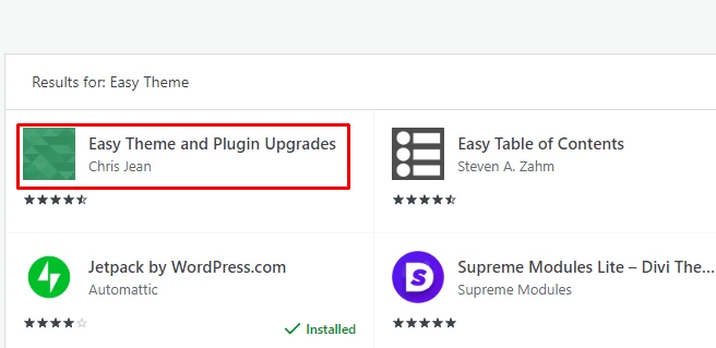 WordPress Theme Update Plugin Search