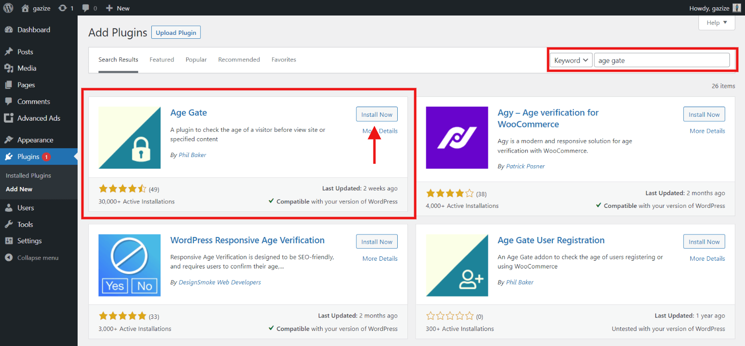 Add Age Verification Plugin in WordPress