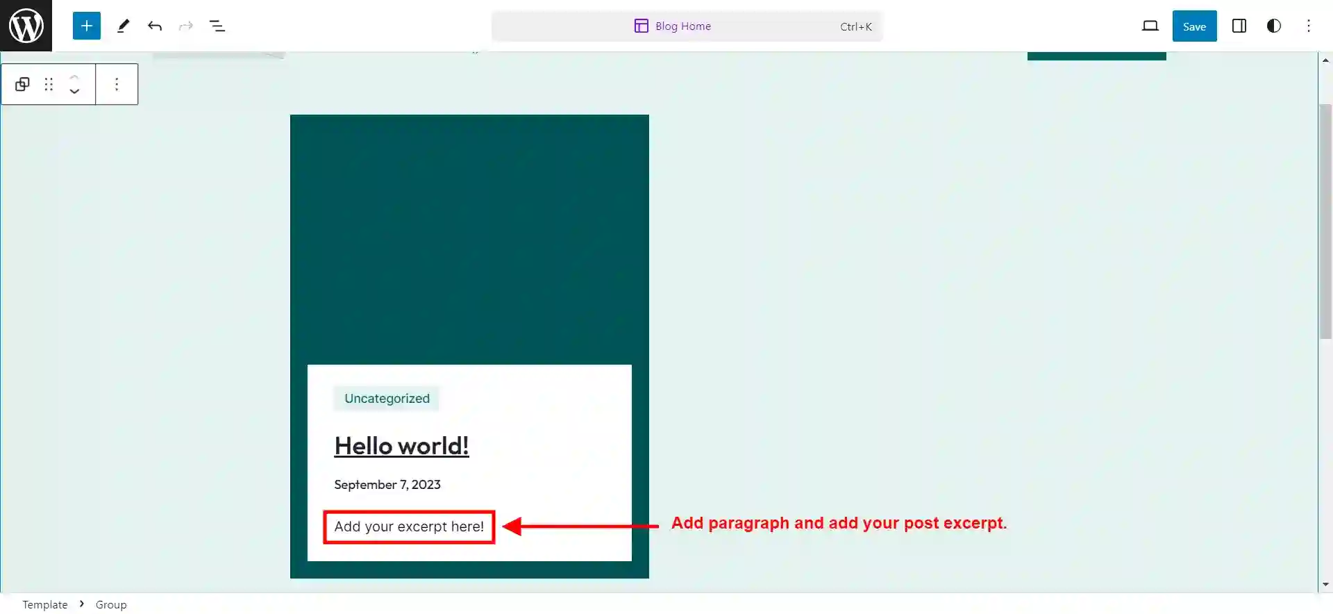 Add Post Excerpt in WordPress - Add excerpt here via plugin