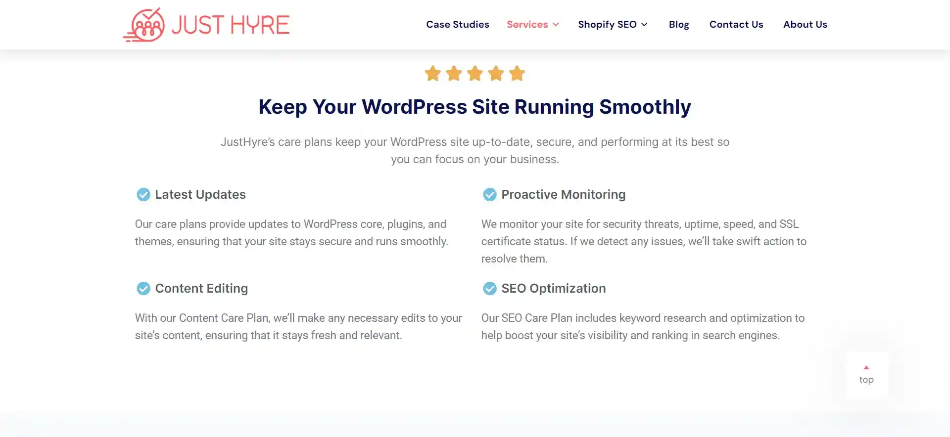 WordPress Maintenance Plan - Services