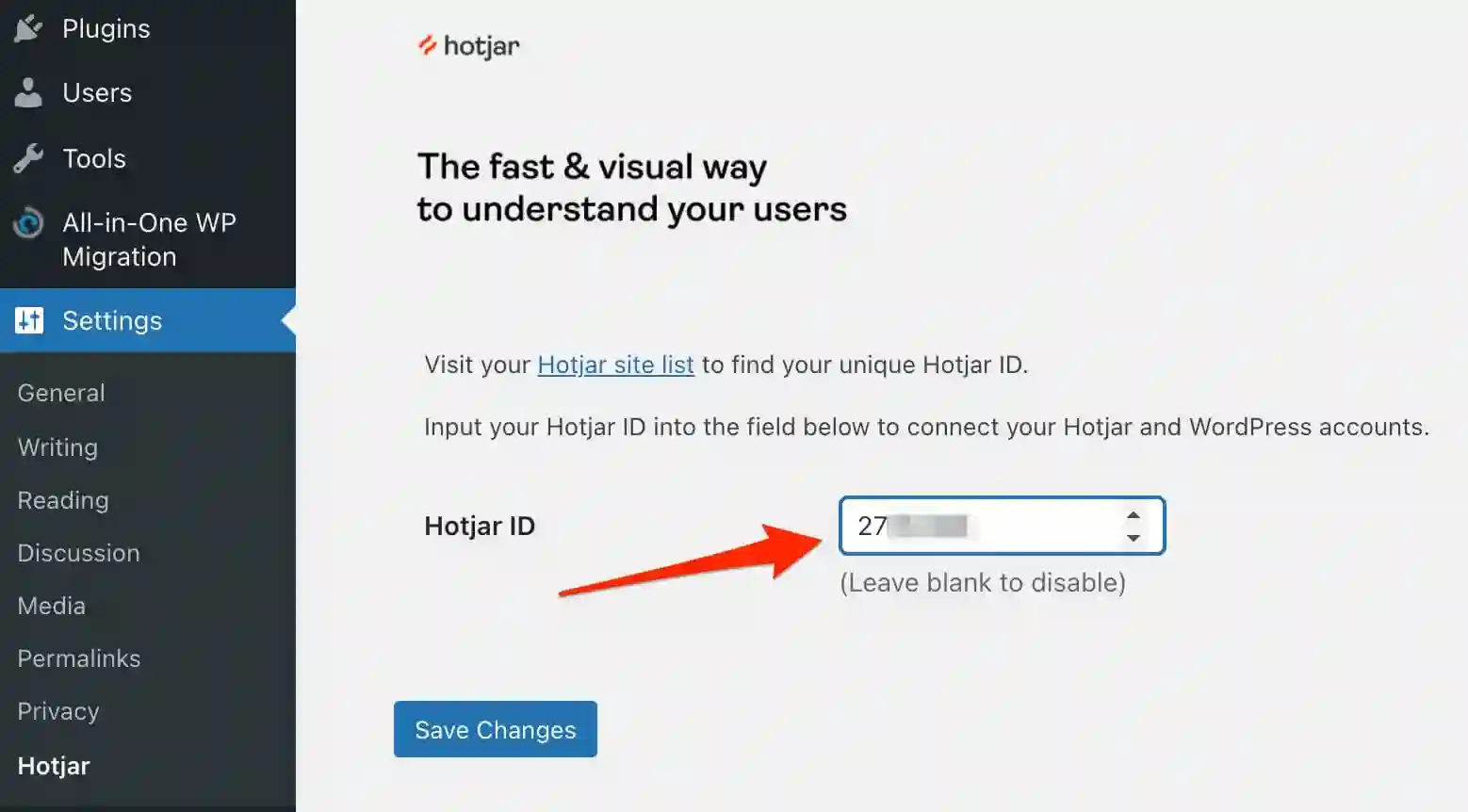 install Hotjar on WordPress - Hotjar ID