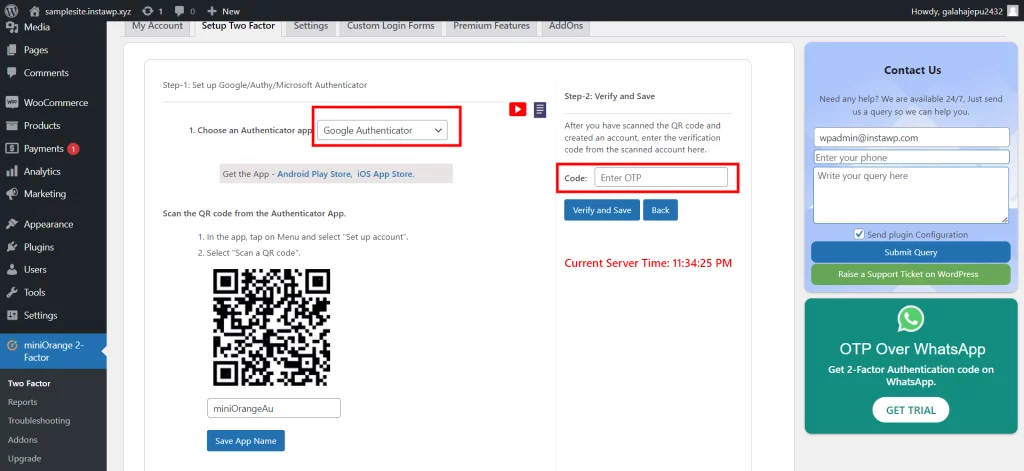 two-factor authenticat in in WordPress- Configure