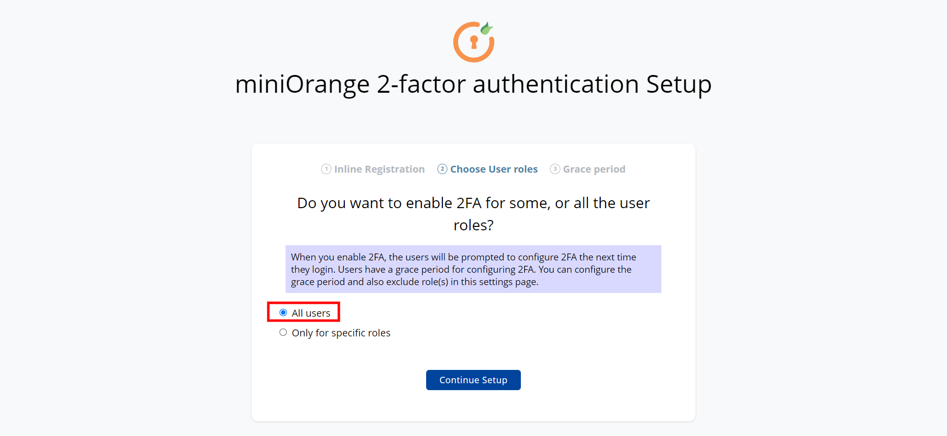 two-factor authentication in WordPress- Set user preference