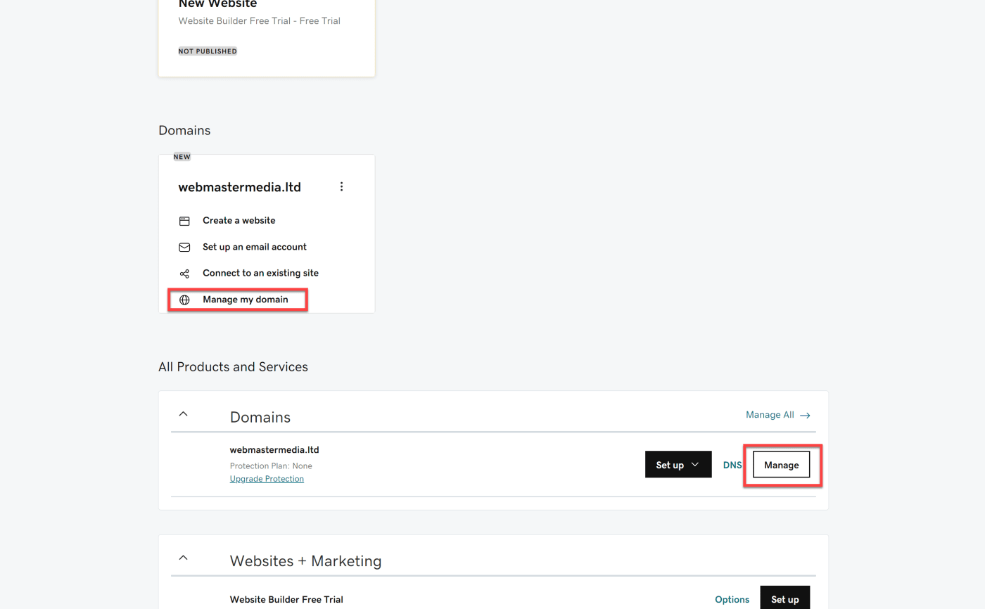 WordPress DNS Configuration - Manage my domain