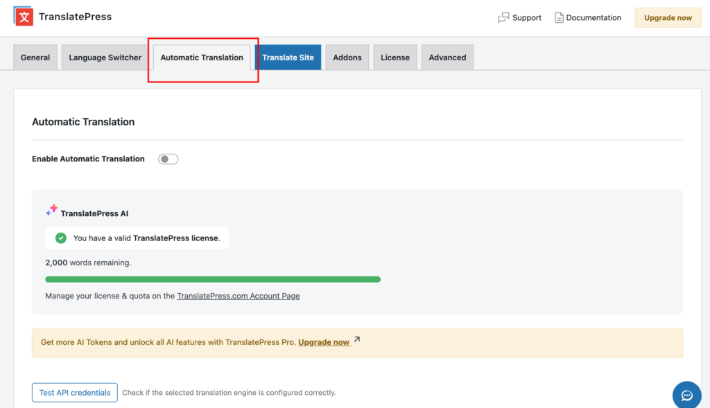Translate a WordPress Website - Automatic translation