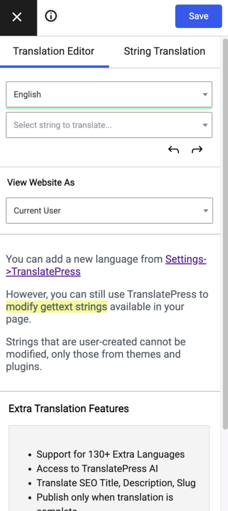 Translate a WordPress Website - Manual Edit