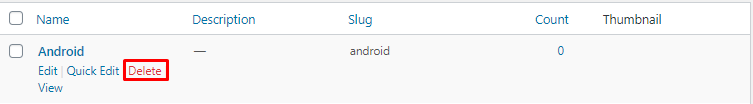 Delete - edit categories wordpress
