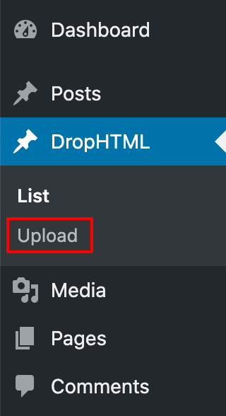 how to upload html file to wordpress