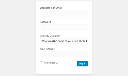 How to Add Security Questions to WordPress Login Screen - Login Screen