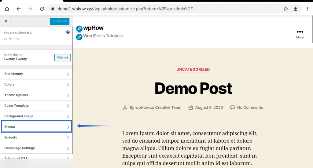 wordpress menu widgets