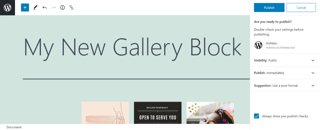 gallery block- publish - how to add gallery in wordpress