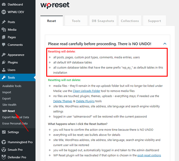 reset worpress site - wordpress reset theme