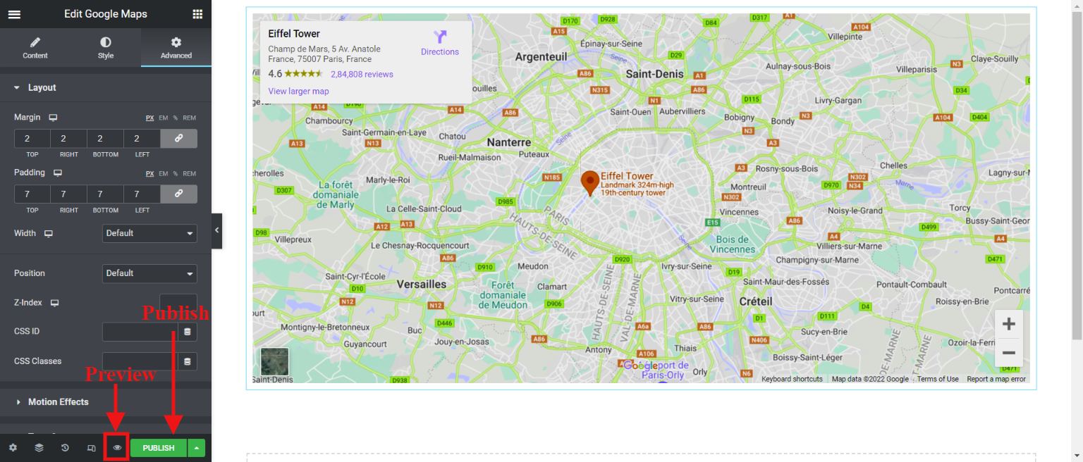 Google maps- Preview and publish