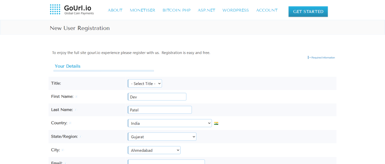 bitcoin payment gateway - Enter details - accept bitcoin payments on your website
