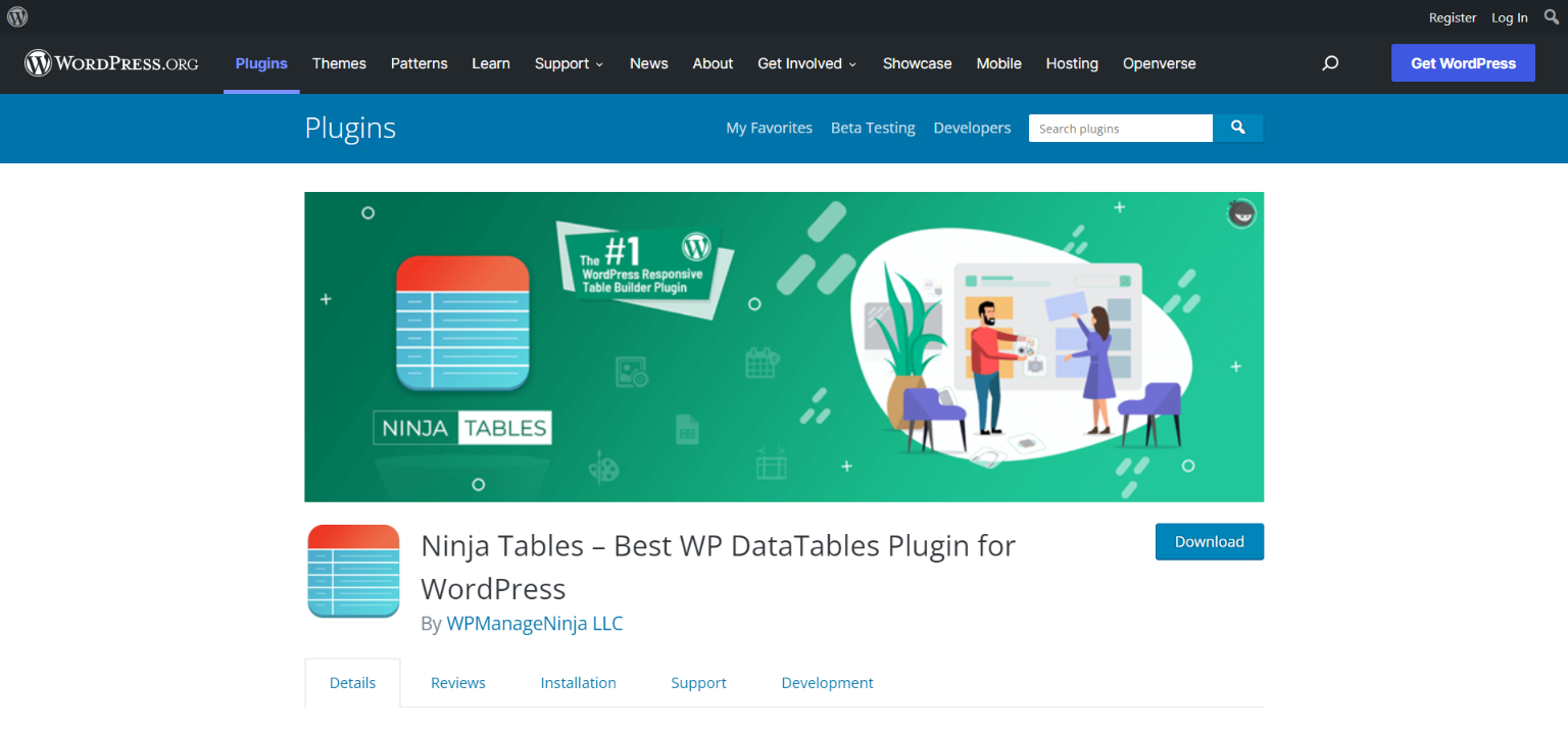 responsive tables in WordPress- Ninja tables
