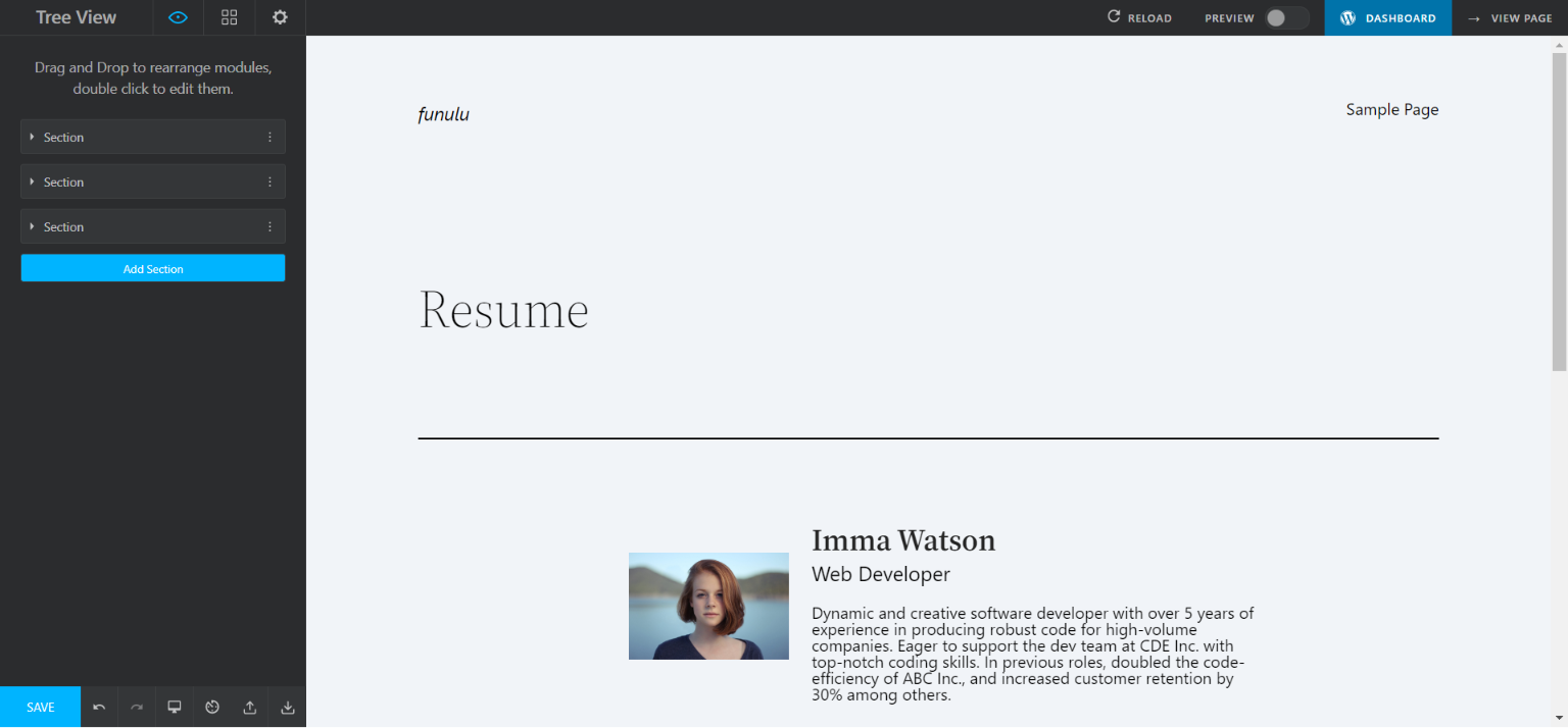 create a resume using a page builder - intro