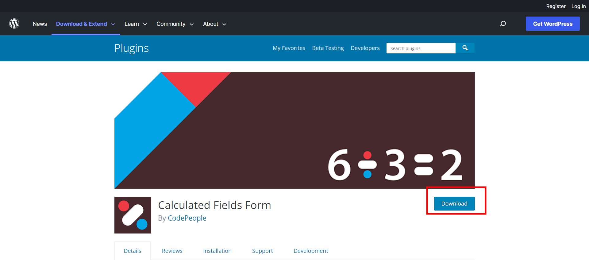 calculator in WordPress - Install Calculated Field Forms from WordPress.org - build online calculator