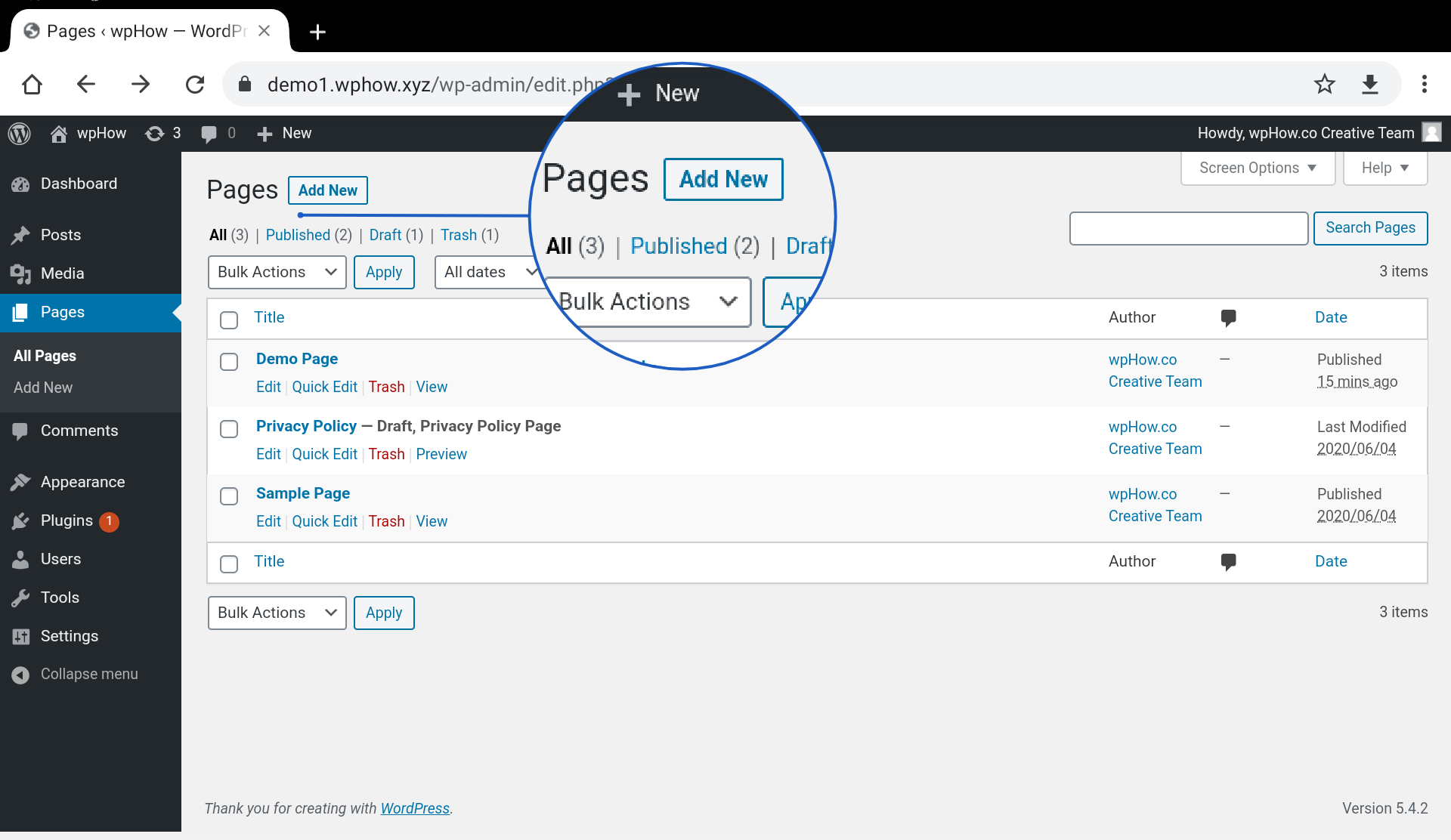 Click on Add New - How to Copy Page in WordPress